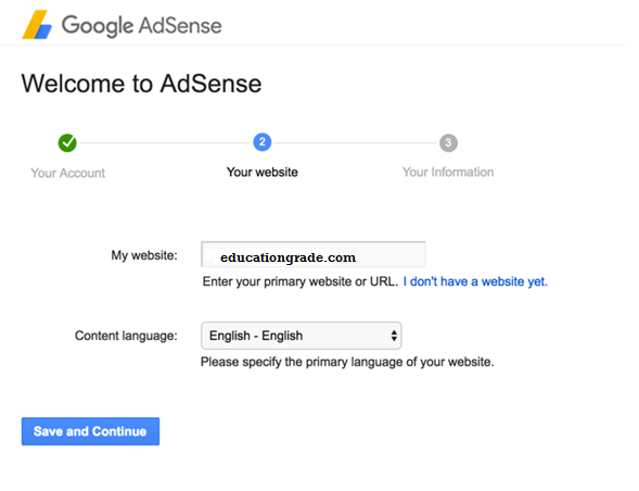 create an adsense account website detail
