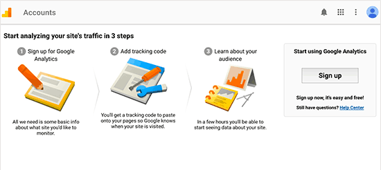 google analytics sign-up